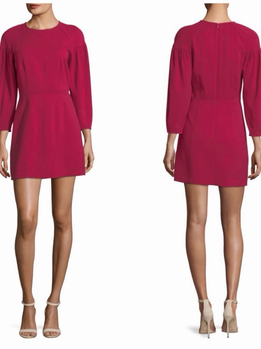 A.L.C. Renton Crewneck Pouf-Sleeve Short Dress